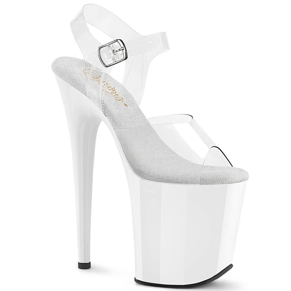Pleaser - FLAMINGO808 Sandale à bride à la cheville, Pole dance chaussures - Blanc Product image